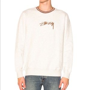 Stussy Contrast Collar Crew in White Heather